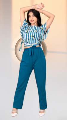 vroxa creation Girls Party(Festive) Top Trouser(Blue)