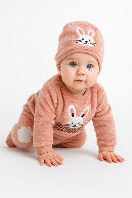 ADotBee Baby Boys & Baby Girls Casual Sweatshirt Pyjama, Cap(PEACH)