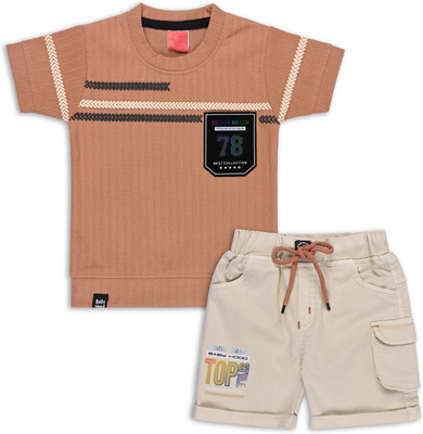 Wishkaro Baby Boys Casual T-shirt Shorts(Coffee)