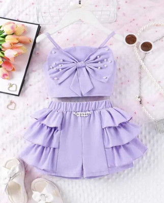 S NAFISHA DRESSES Girls Casual Top Shorts(LAVENDAR)