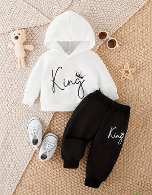 MUSNAHGARMENTS Baby Boys Casual Sweatshirt Pyjama(White And Black)