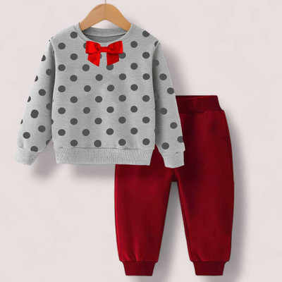 FASTCRY Baby Boys & Baby Girls Casual Sweatshirt Pant(Grey,Maroon 1)