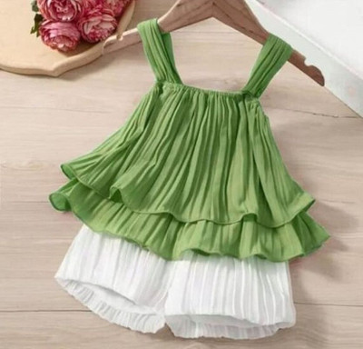 HR Fashions Baby Girls Party(Festive) Top Shorts(Green)