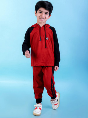 Chandrika Boys Casual T-shirt Track Pants(MAROON)