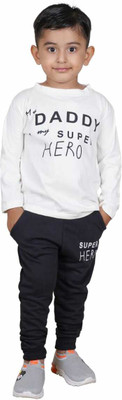 GAJANAN CREATION Boys Casual T-shirt Pant(WHITE)