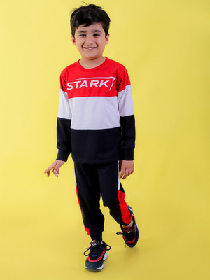 Chandrika Boys Casual T-shirt Track Pants(RED)