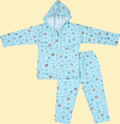 Fame Hype Baby Boys & Baby Girls Casual Sweatshirt Pyjama(Blue)