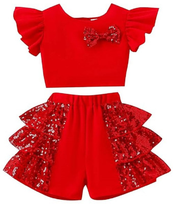 Bold N Elegant Girls Party(Festive) Top Shorts(Red)