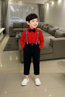 VARNIKA KIDS Baby Boys Party(Festive) Shirt Pant(Red)