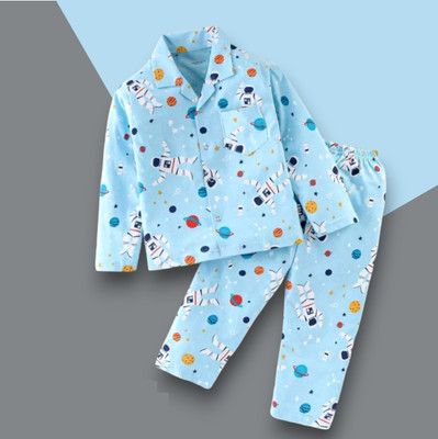 DENVIRA Baby Boys & Baby Girls Casual Shirt Pyjama(NASA_SKY)
