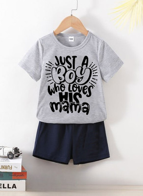 psv fashion Baby Boys Casual T-shirt Shorts(Grey Melange)