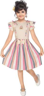 Rida Canbee Indi Baby Girls Midi/Knee Length Casual Dress(Multicolor, Short Sleeve)