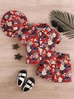 OptNshop Boys & Girls Party(Festive) Shirt Shorts(Red)
