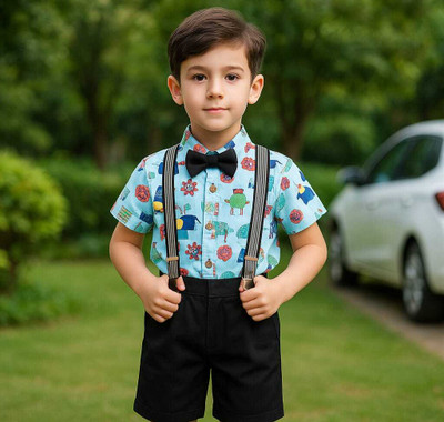 WEARBYRB Boys Casual Shirt Shorts(Multicolor)