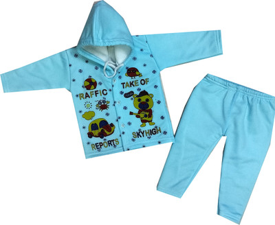 Fly Step Baby Boys & Baby Girls Party(Festive) Sweater Sweatpant(Blue)