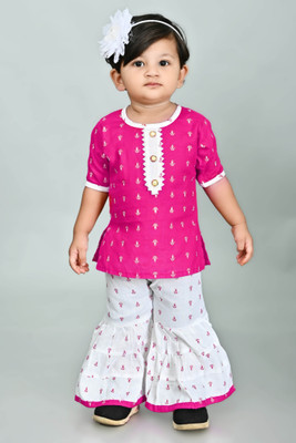 R.J FASHION Girls Party(Festive) Kurta Trouser(PINK)