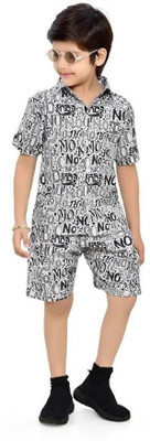 HouseOfCommon Baby Boys Casual Shirt Shorts(Black oh no print)