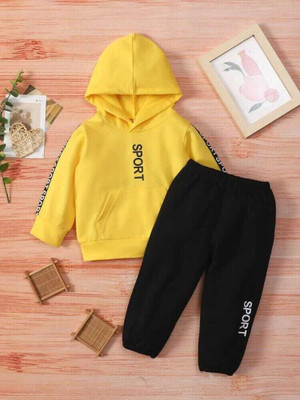 Kwikk Baby Boys & Baby Girls Casual Sweatshirt Track Pants(Black, Yellow)