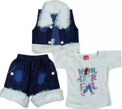 NSZ Baby Boys & Baby Girls Party(Festive) T-shirt Shrug, Shorts(Blue)