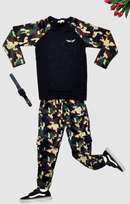 Chrome & Coral Boys & Girls Casual Track Suit Track Suit(Green)