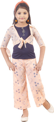 Style Stop Girls Party(Festive) Top Pant(Peach)