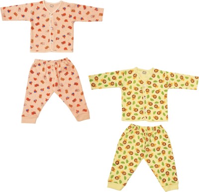 CUTE LANDINGS Baby Boys & Baby Girls Casual T-shirt Pyjama, Sleepsuit(Yellow)