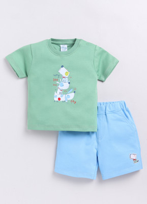 Dollar Baby Boys Casual T-shirt Pant(KKRN10018-LIGHT GREEN-SKY BLUE)