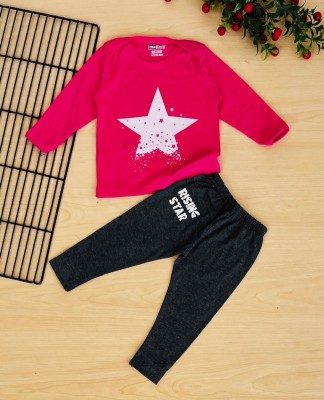 Piku Store Baby Boys & Baby Girls Casual T-shirt Track Pants(Pink)