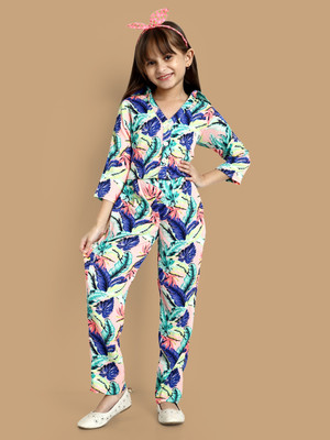 Lazy Shark Girls Casual Top Pant(Multicolor)