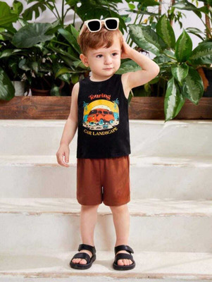 Show In Style Baby Boys Casual Vest Trouser(Black and Brown)