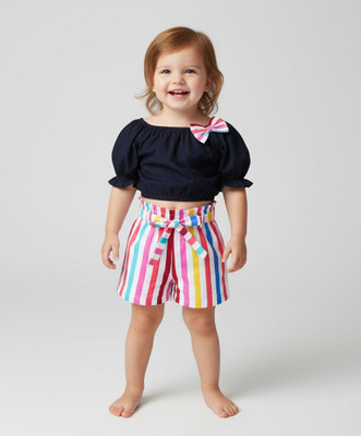 HouseOfCommon Baby Girls Disney Princess Party(Festive) Top Shorts, Hairband(Black)