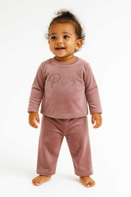 KANAKYA TRENDY COLLECTION Baby Boys & Baby Girls Casual Sweatshirt Sweatpant(Dusky pink)