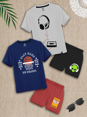 Raax Boys & Girls Casual T-shirt Shorts(White:Black:Denim:Roseberry)