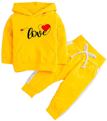 AVOVU Boys & Girls Party(Festive) Sweatshirt Sweatshirt, Sweatpant(YELLOW)