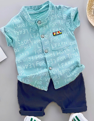 Vibe Trends Baby Boys & Baby Girls Party(Festive) Shirt Shorts(ALPHA SKY BLUE)