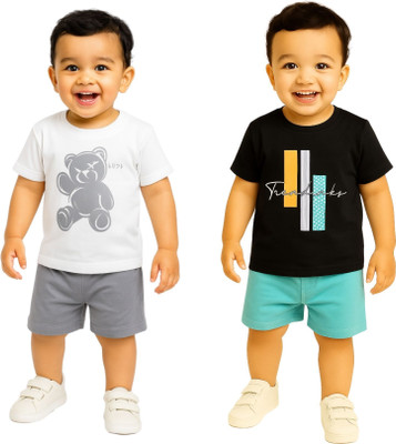 TrendInks Baby Boys Casual T-shirt Shorts(Black)