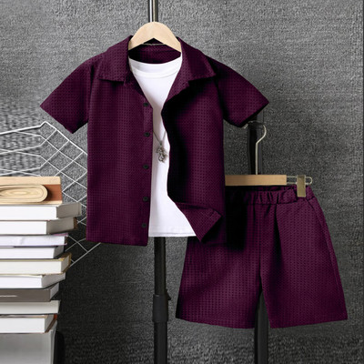 Aanart Baby Boys & Baby Girls Casual Shirt Shorts(Maroon)