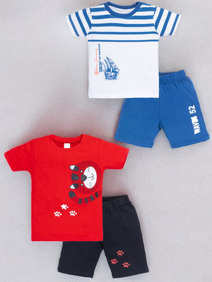 Guti Boys Casual T-shirt Shorts(Blue&White, Red&DarkBlue)