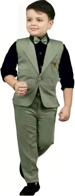 Go Berry Boys Party(Festive) Shirt Jeans, Bow Tie, Waistcoat(B.GREEN)