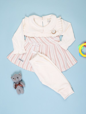 V-MART Baby Girls Casual Dress Legging(Peach)