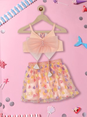 NautiNati Baby Girls Party(Festive) Top Skirt(Orange)