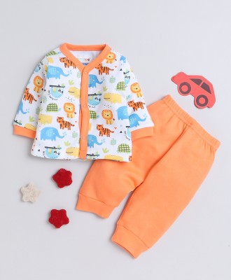 BUMZEE Baby Boys Casual T-shirt Pyjama(Orange & White)