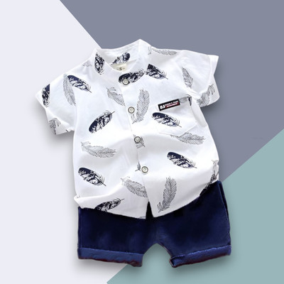KIDVIDA Baby Boys & Baby Girls Casual Shirt Shorts(MORPANKH_WHITE_BLUE)
