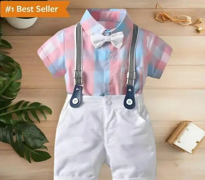 EZIKIDS Baby Boys & Baby Girls Party(Festive) Shirt Shorts(PEACH)