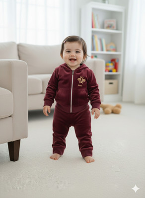 Belvik Boys & Girls Casual Top Pant(Maroon)