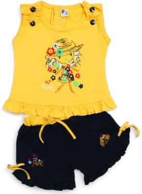 ZORKH - Fashion on you Baby Girls Party(Festive) Top Shorts(Yellow)