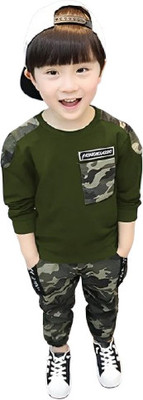 TINIMINI Boys Casual T-shirt Pant(Green)