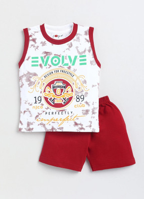 Mars Infiniti Baby Boys & Baby Girls Casual T-shirt Shorts(Maroon White)