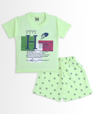 Wonder Klothes Boys Casual T-shirt Shorts(Green)