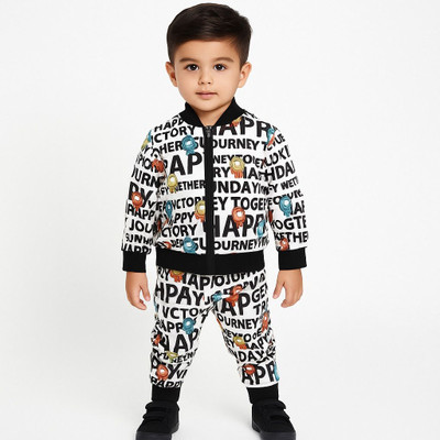 FROQUILIZ Baby Boys & Baby Girls Party(Festive) Sweatshirt Track Pants(Black)